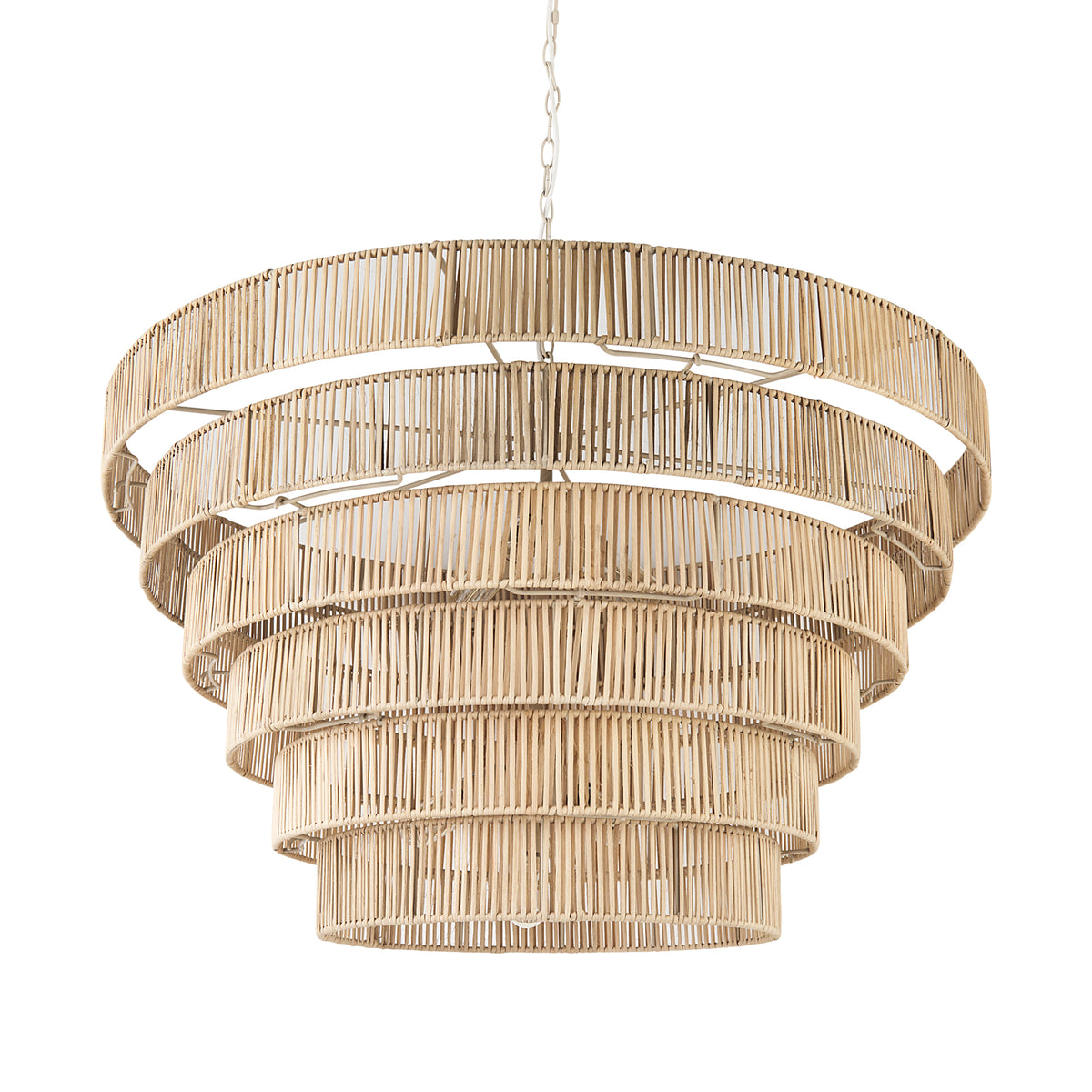 Marimba 40 L x 40 W x 24 H Natural Cane 6 Tier Chandelier-Chandeliers-DECOROLALA