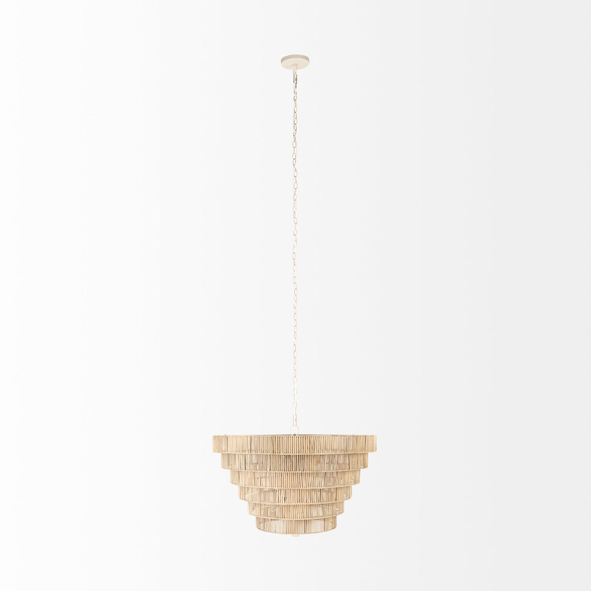 Marimba 40 L x 40 W x 24 H Natural Cane 6 Tier Chandelier-Chandeliers-DECOROLALA
