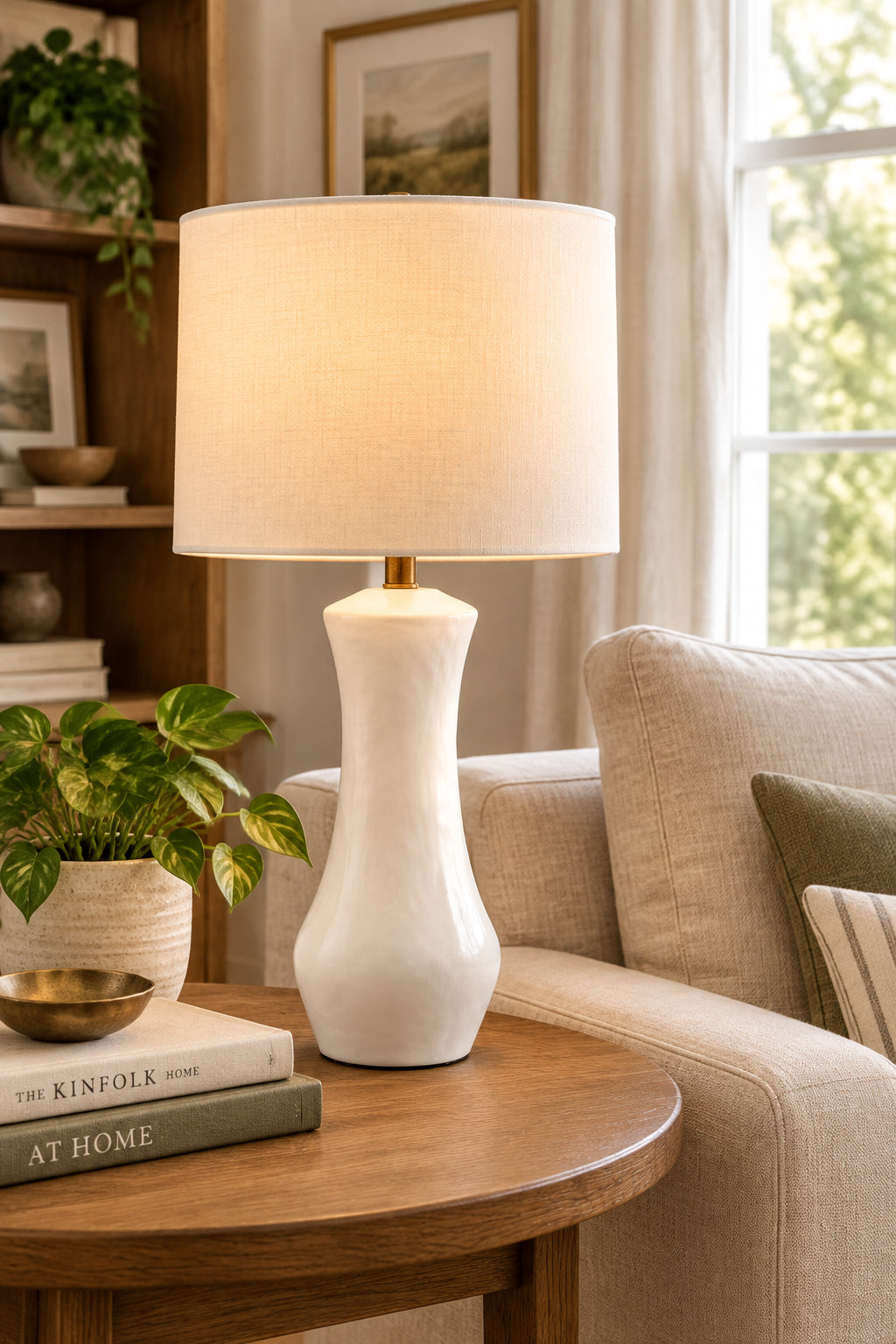 Marissa Table Lamp - White 26" Ceramic-Lighting-DECOROLALA