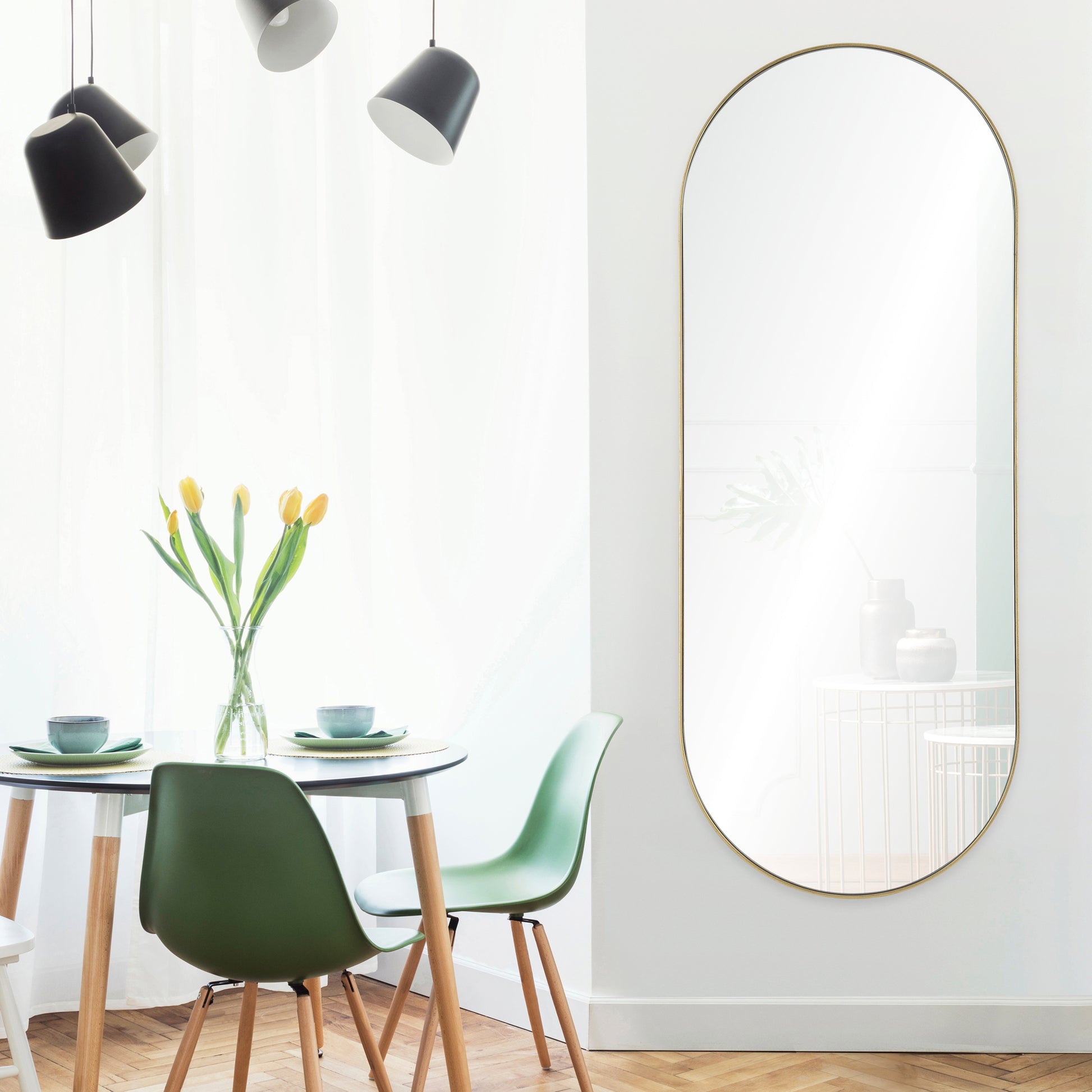 Marius 60" Tall Oval Full Length Mirror, Yellow-Full Length Mirror-DECOROLALA