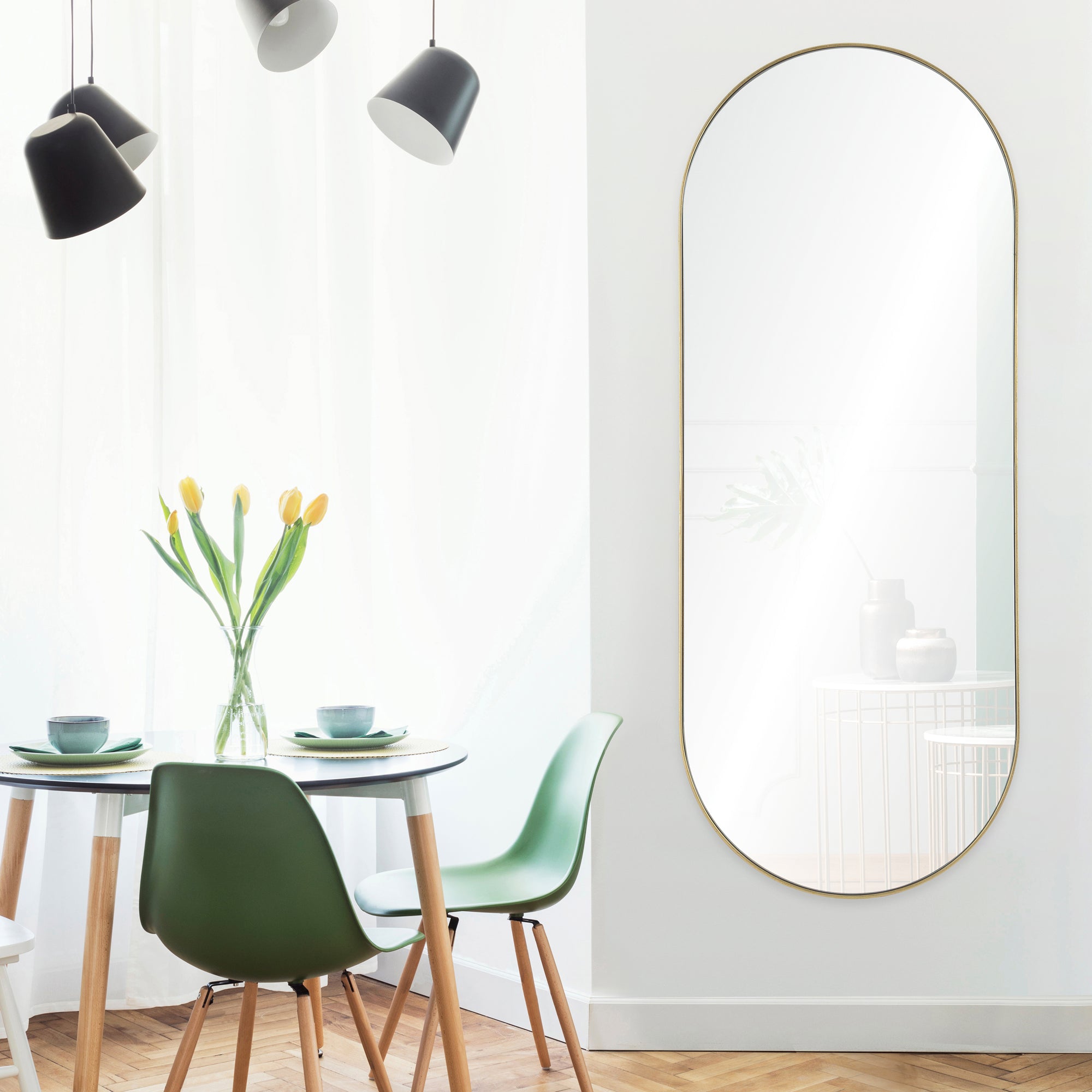 Marius 60" Tall Oval Full Length Mirror, Yellow-Full Length Mirror-DECOROLALA
