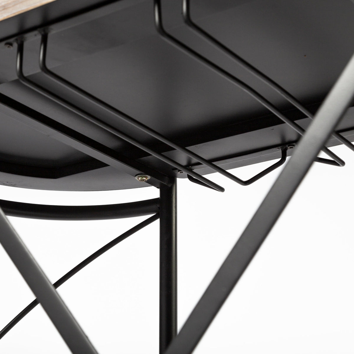 Marlon Bar Cart - Black Metal 2-Tier w/ Stemware Holder-Rolling Carts-DECOROLALA