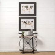 Marlon Bar Cart - Black Metal 2-Tier w/ Stemware Holder-Rolling Carts-DECOROLALA