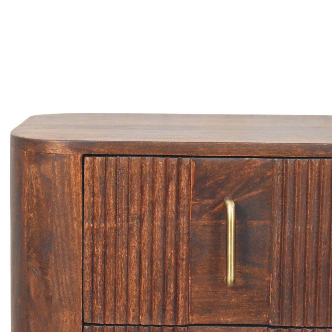 Marlowe Fluted Nightstand - Solid Mango Wood California Walnut-Nightstand-DECOROLALA