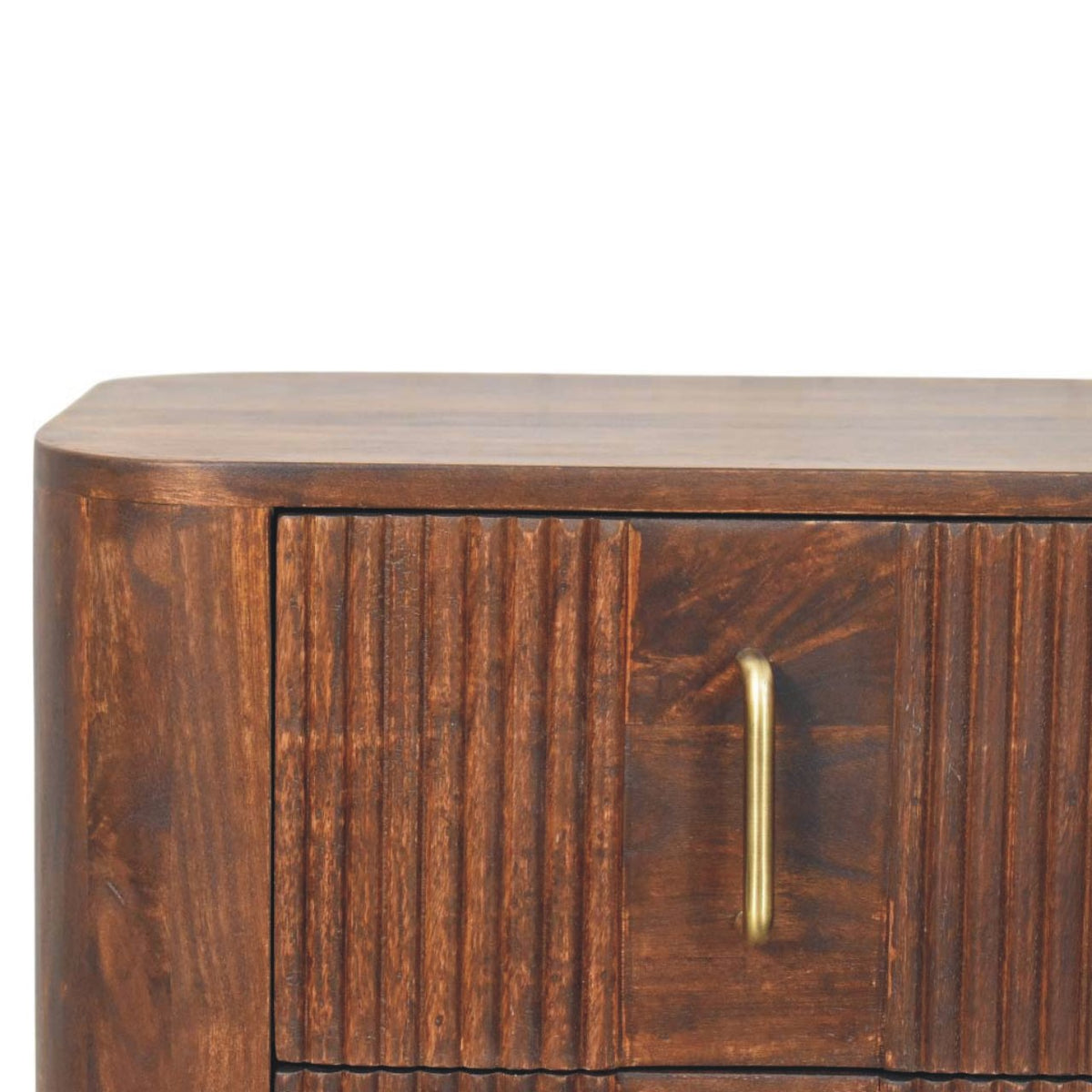 Marlowe Fluted Nightstand - Solid Mango Wood California Walnut-Nightstands-DECOROLALA