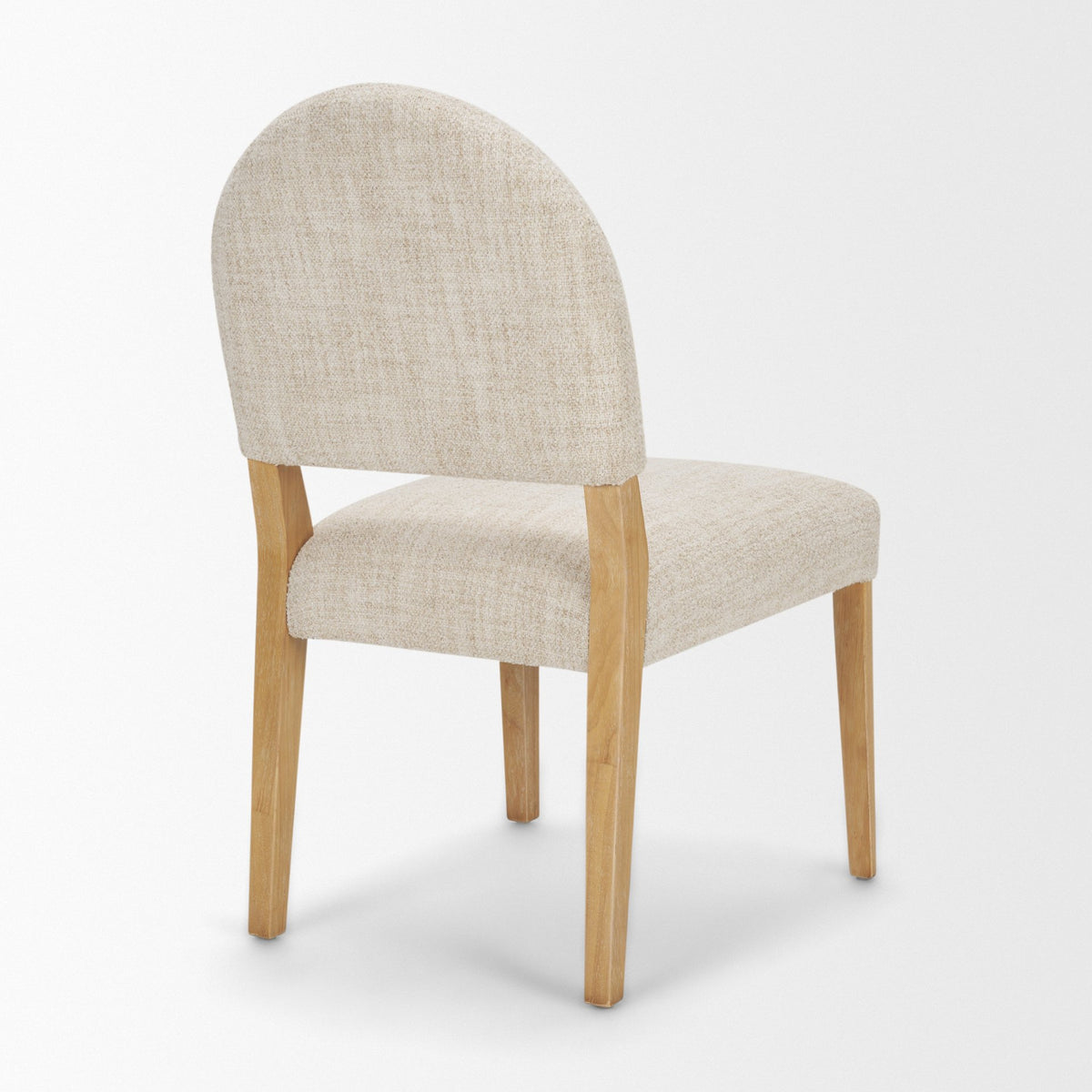 Martie Rounded Back Dining Side Chair | Oatmeal Fabric w/ Wood-Dining Chairs-DECOROLALA
