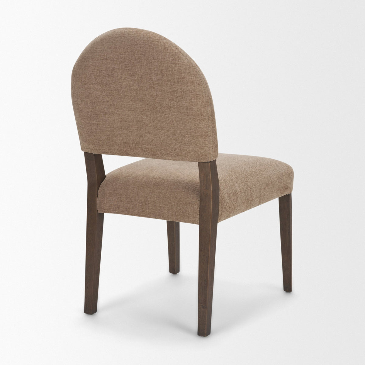 Martie Rounded Back Dining Side Chair | Oatmeal Fabric w/ Wood-Dining Chairs-DECOROLALA
