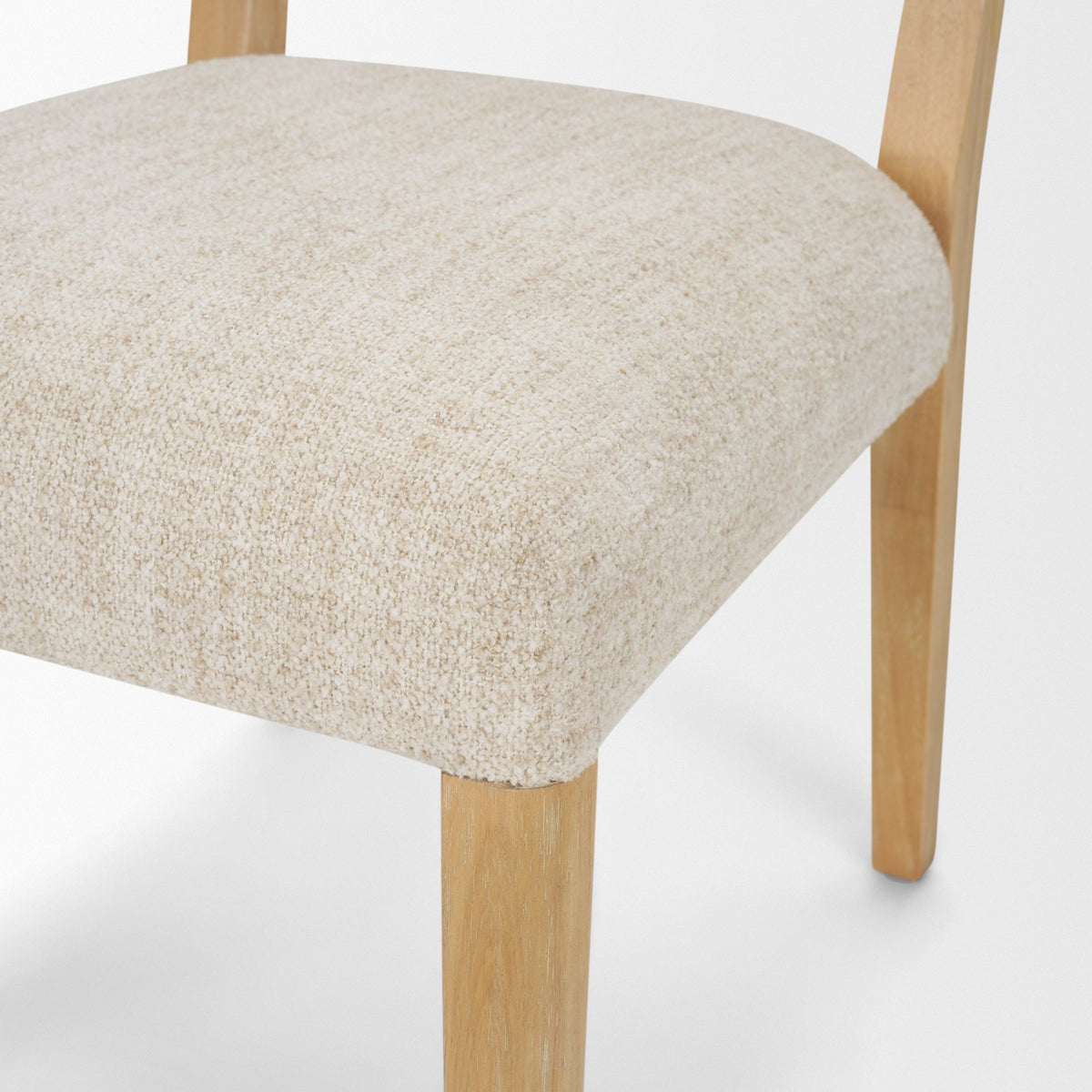 Martie Rounded Back Dining Side Chair | Oatmeal Fabric w/ Wood-Dining Chairs-DECOROLALA
