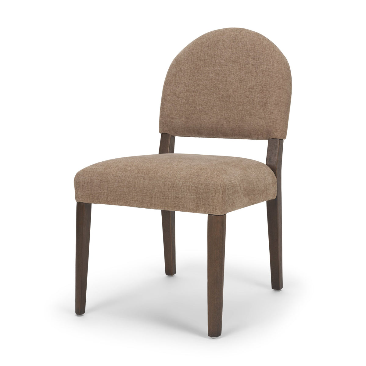 Martie Rounded Back Dining Side Chair | Oatmeal Fabric w/ Wood-Dining Chairs-DECOROLALA