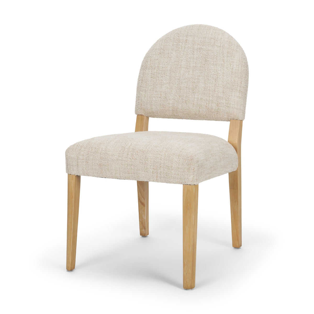 Martie Rounded Back Dining Side Chair | Oatmeal Fabric w/ Wood-Dining Chairs-DECOROLALA