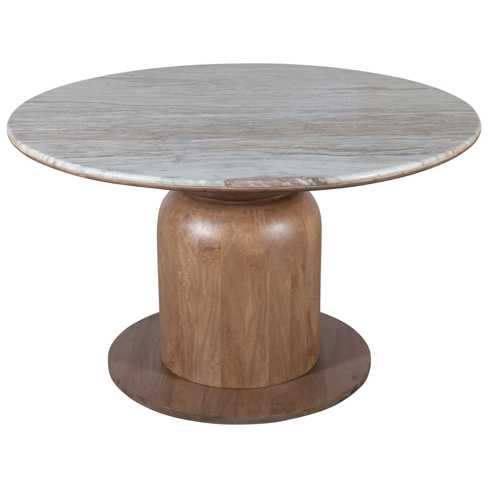 Martina Khari 5-Piece Marble Dining Set - Brown Solid Wood Base-DECOROLALA