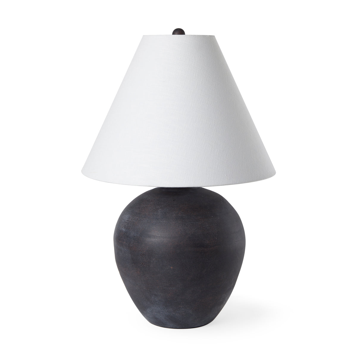 Marvin Ceramic Table Lamp - Charcoal with Cream Linen Shade-Table Lamps-DECOROLALA