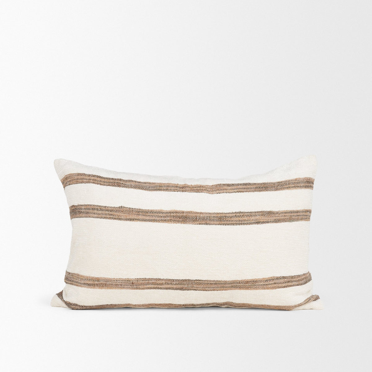 Maryn 13x21 Lumbar Cream w/ Brown Stripes Decorative Pillow Cover-Decorative Pillows-DECOROLALA