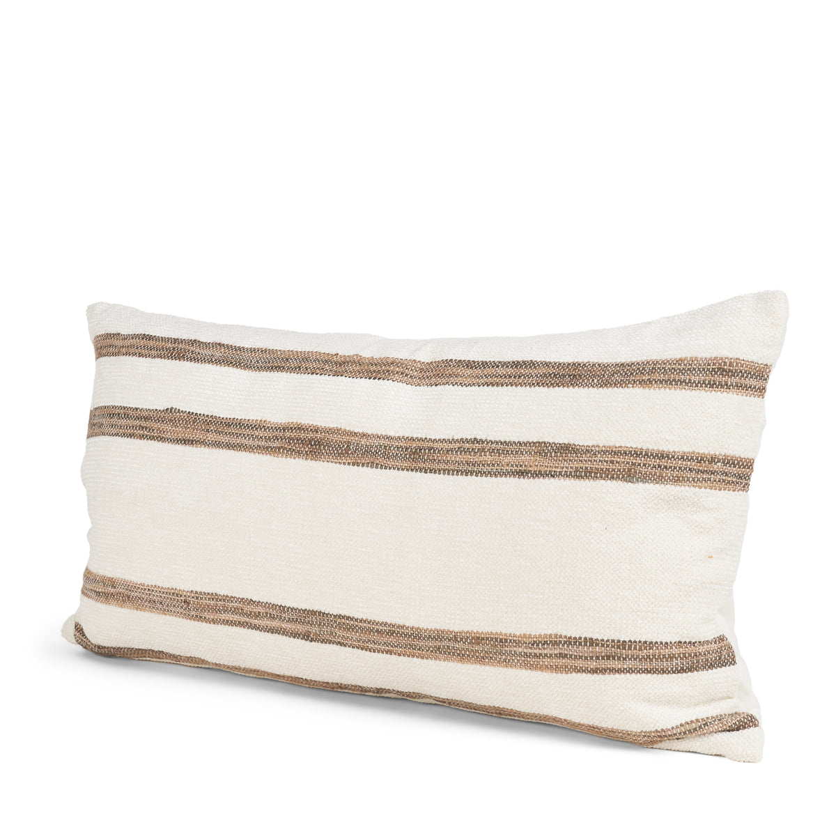 Maryn 14x26 Lumbar Cream w/ Brown Stripes Decorative Pillow Cover-Decorative Pillows-DECOROLALA