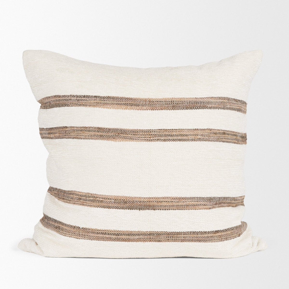 Maryn 22x22 Square Cream w/ Brown Stripes Decorative Pillow Cover-Decorative Pillows-DECOROLALA