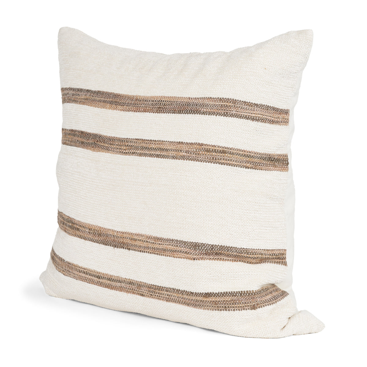 Maryn 22x22 Square Cream w/ Brown Stripes Decorative Pillow Cover-Decorative Pillows-DECOROLALA
