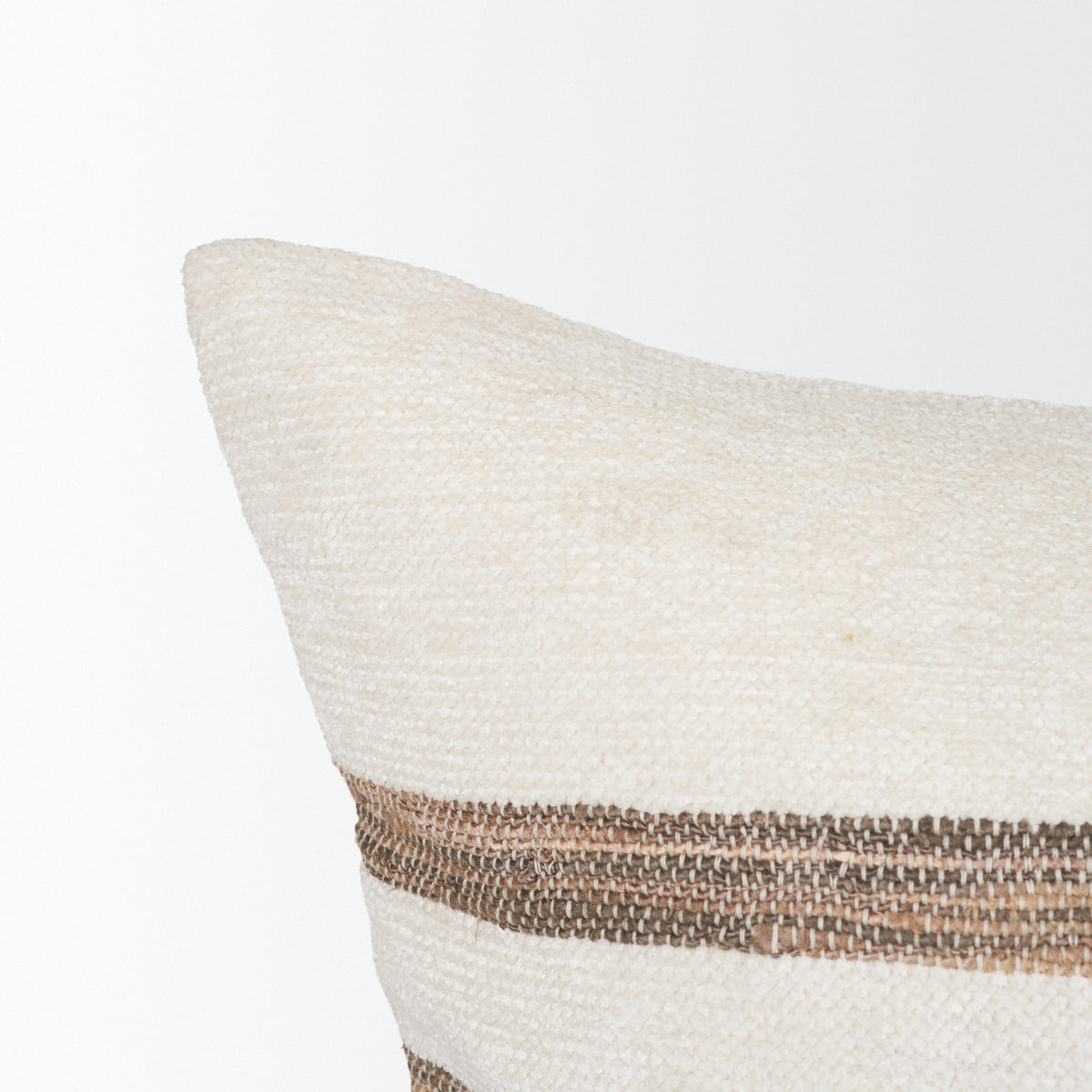 Maryn 22x22 Square Cream w/ Brown Stripes Pillow Cover w/Non-Allergen Filler-Decorative Pillows-DECOROLALA