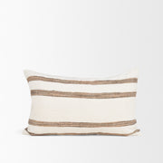 Maryn Lumbar Cream Brown Striped Pillow (Min Order Qty 2)-Decorative Pillows-DECOROLALA
