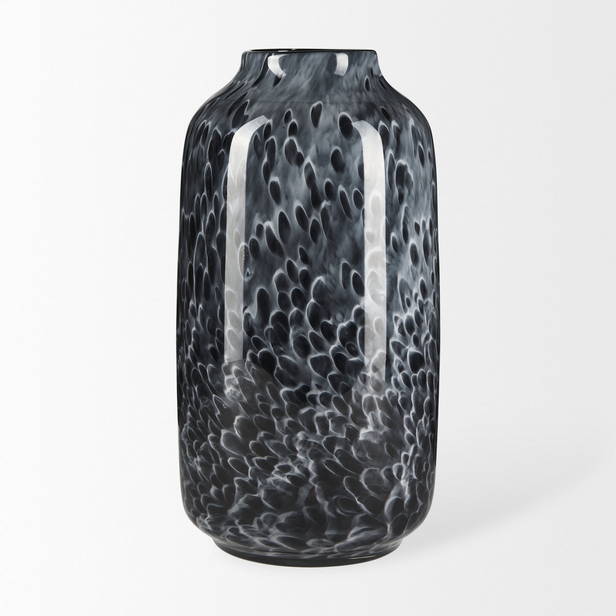Masai Large Black Mottled Glass Vase-Vase-DECOROLALA