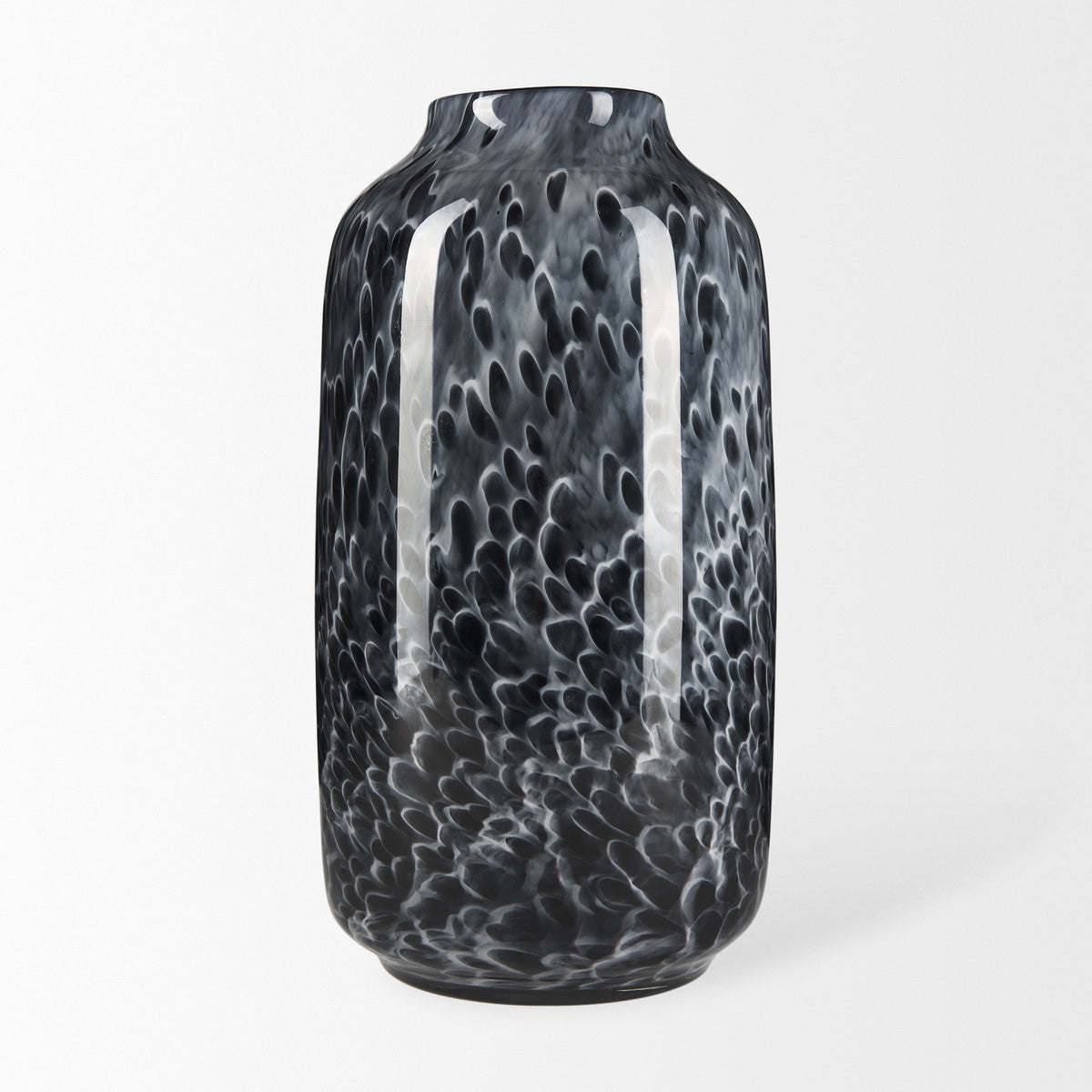 Masai Large Black Mottled Glass Vase-Vase-DECOROLALA