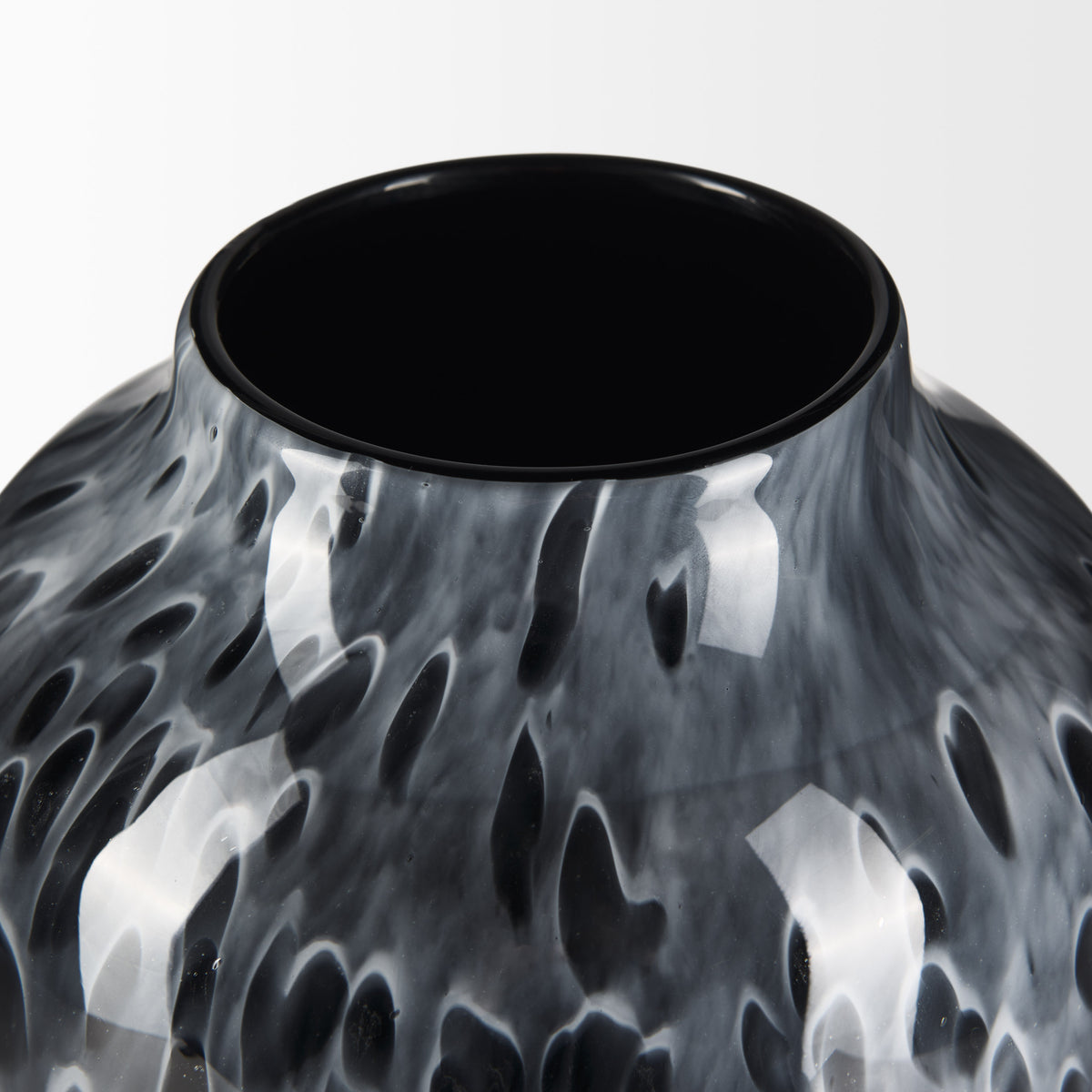 Masai Large Black Mottled Glass Vase-Vase-DECOROLALA