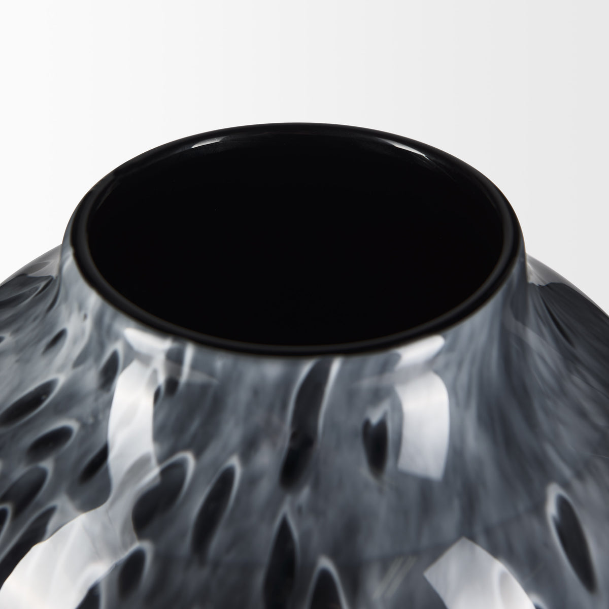 Masai Large Black Mottled Glass Vase-Vase-DECOROLALA