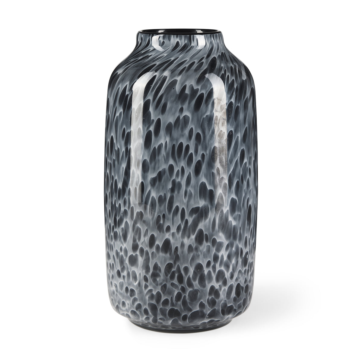 Masai Medium Black Mottled Glass Vase-Vase-DECOROLALA