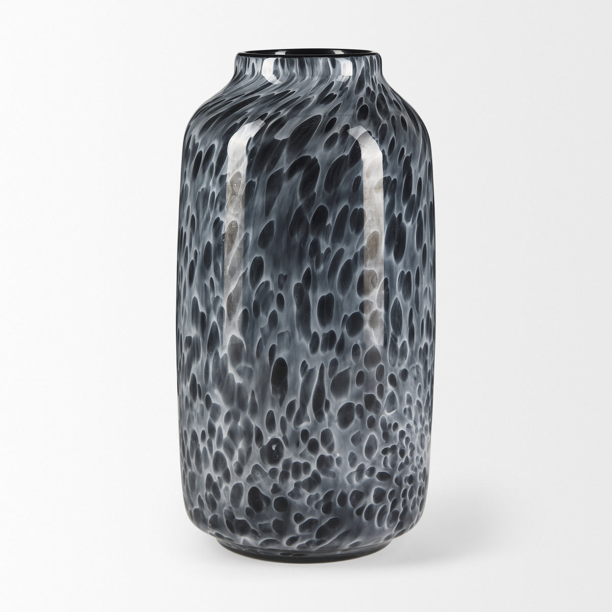 Masai Medium Black Mottled Glass Vase-Vase-DECOROLALA