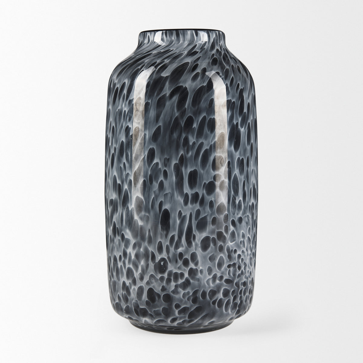 Masai Medium Black Mottled Glass Vase-Vase-DECOROLALA