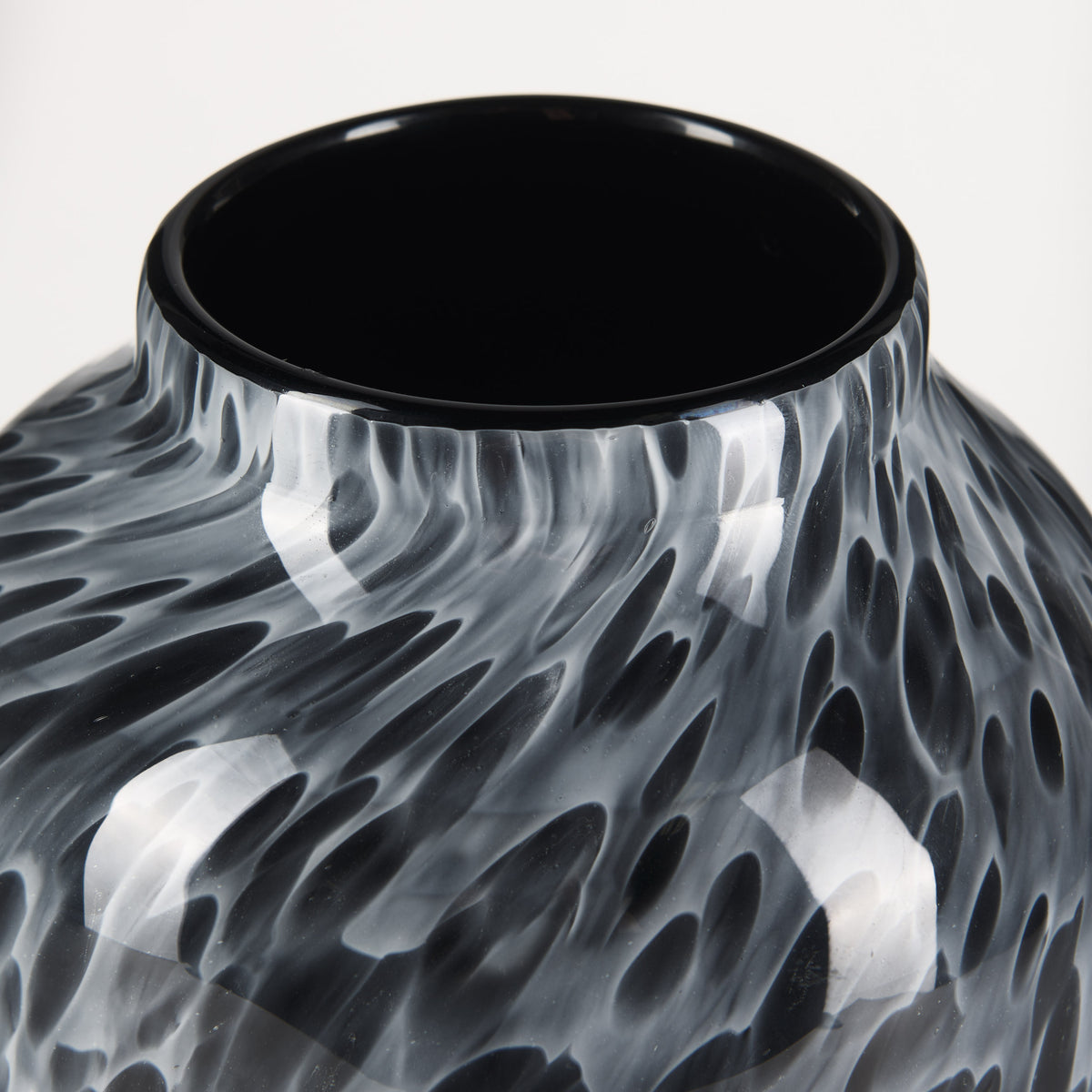Masai Medium Black Mottled Glass Vase-Vase-DECOROLALA