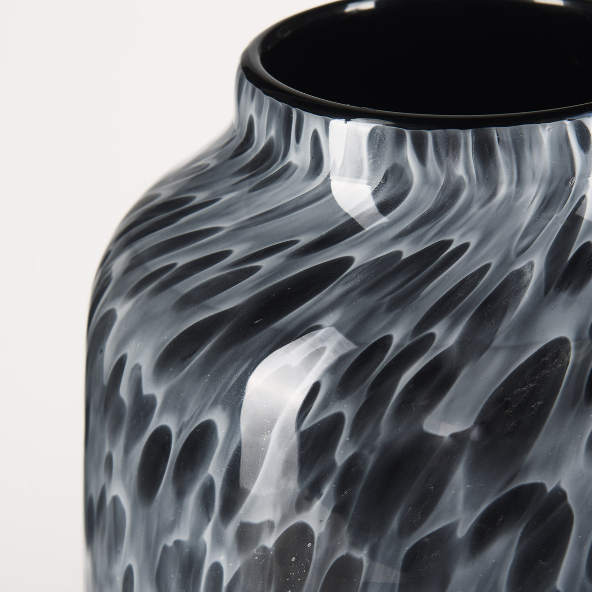 Masai Medium Black Mottled Glass Vase-Vase-DECOROLALA