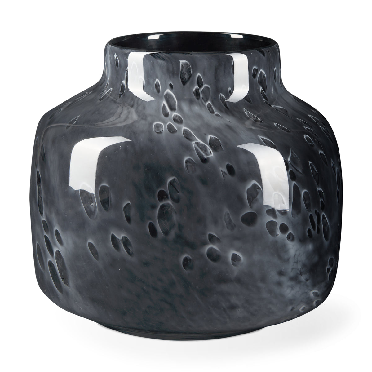 Masai Small Black Mottled Glass Vase-Vase-DECOROLALA
