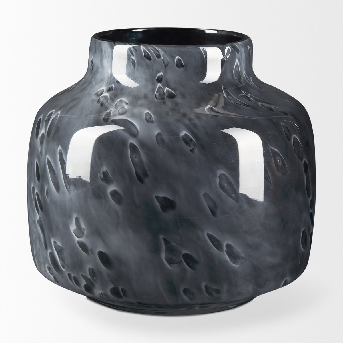 Masai Small Black Mottled Glass Vase-Vase-DECOROLALA