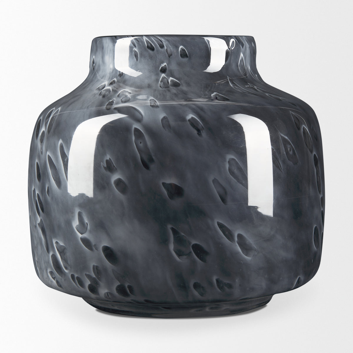 Masai Small Black Mottled Glass Vase-Vase-DECOROLALA
