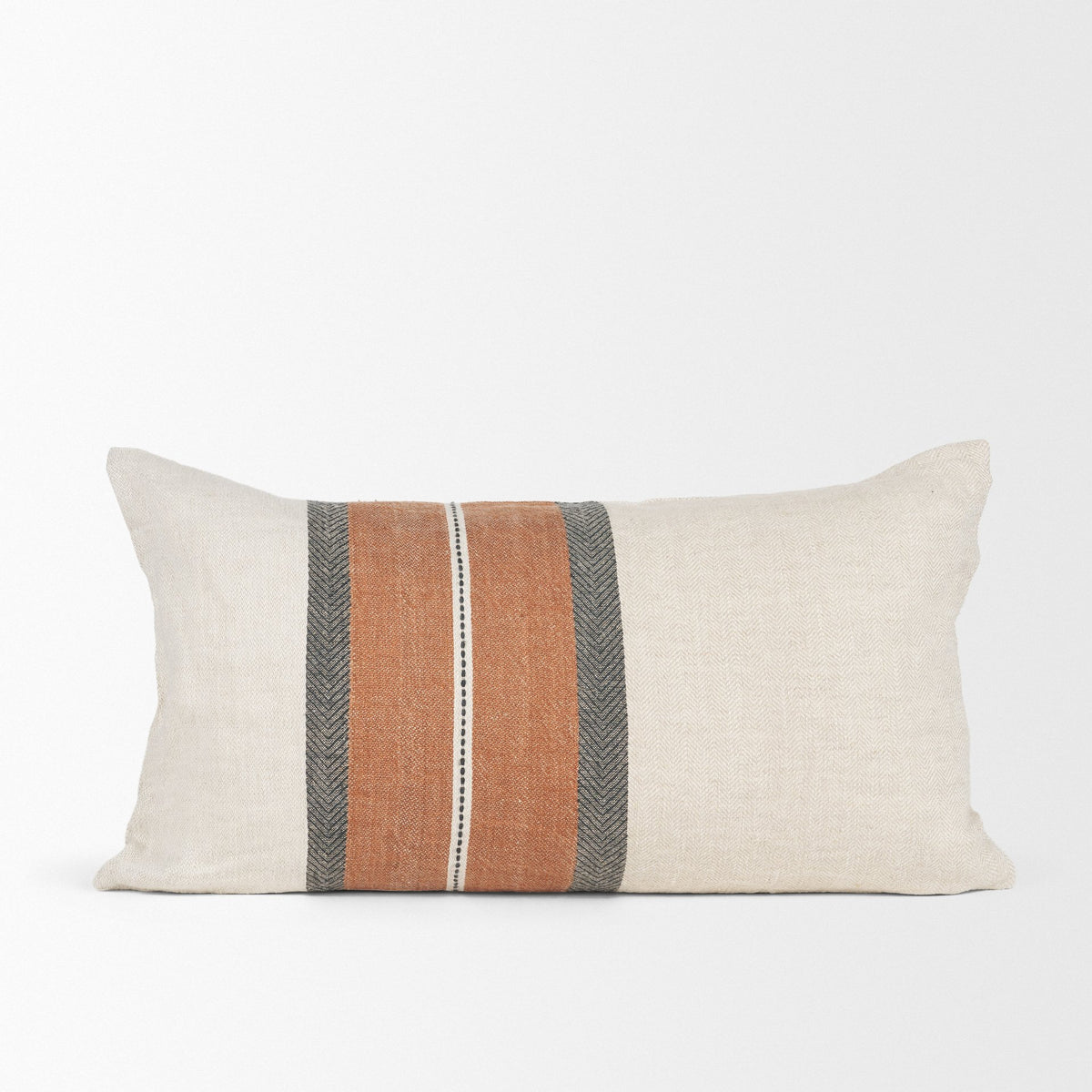 Mason 14x26 Cream w/ Orange Stripe Decorative Pillow Cover-Decorative Pillows-DECOROLALA