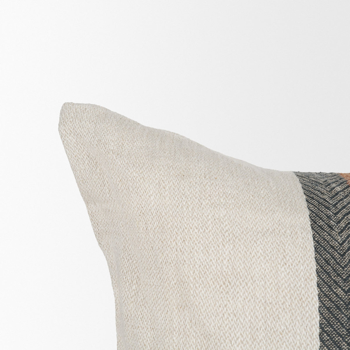 Mason 14x26 Cream w/ Orange Stripe Pillow Cover w/Down Filler-Decorative Pillows-DECOROLALA