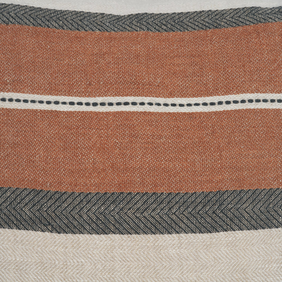 Mason 22x22 Square Cream w/ Orange Stripe Decorative Pillow Cover-Decorative Pillows-DECOROLALA