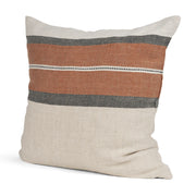 Mason 22x22 Square Cream w/ Orange Stripe Pillow Cover w/Down Filler-Decorative Pillows-DECOROLALA