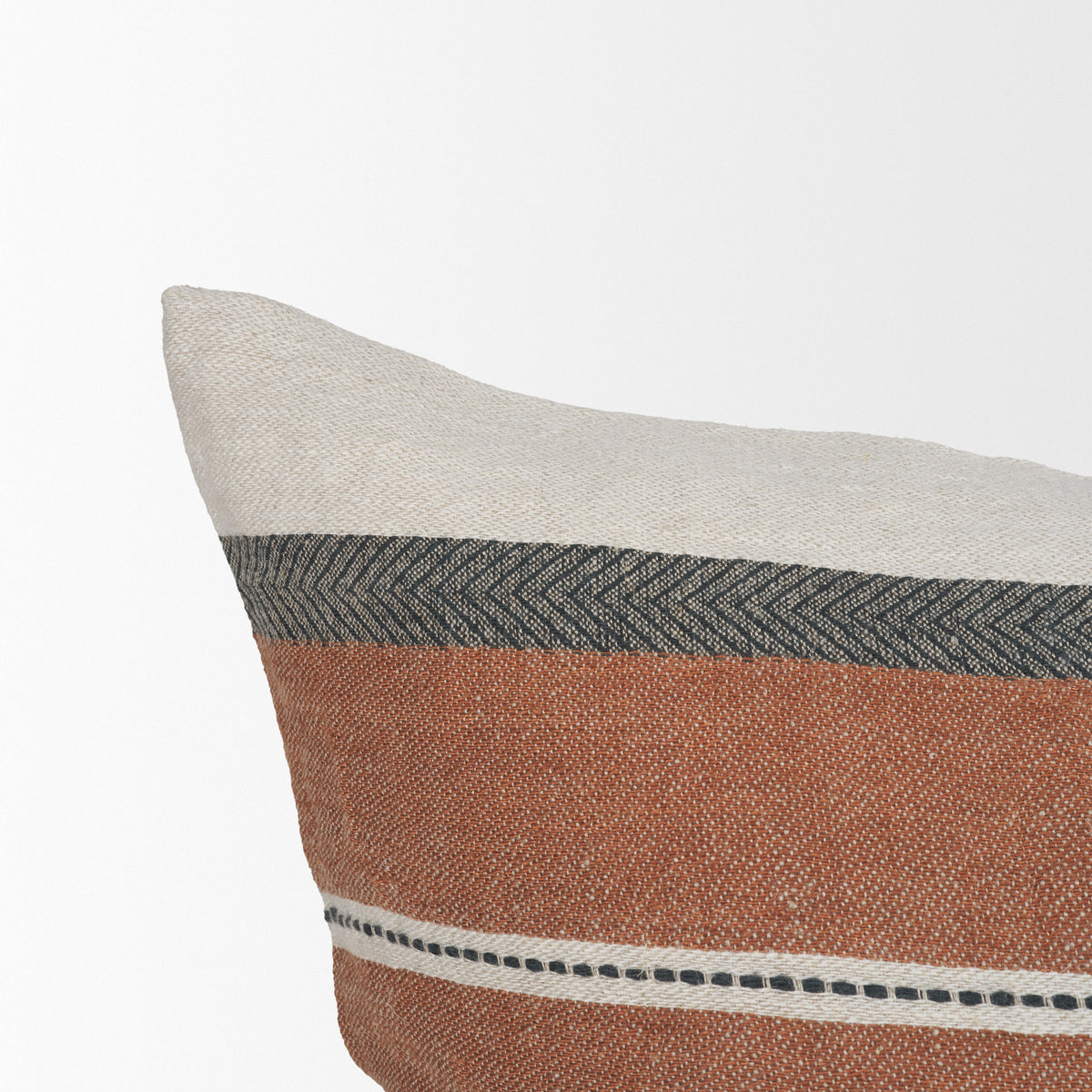 Mason 22x22 Square Cream w/ Orange Stripe Pillow Cover w/Non-Allergen Filler-Decorative Pillows-DECOROLALA