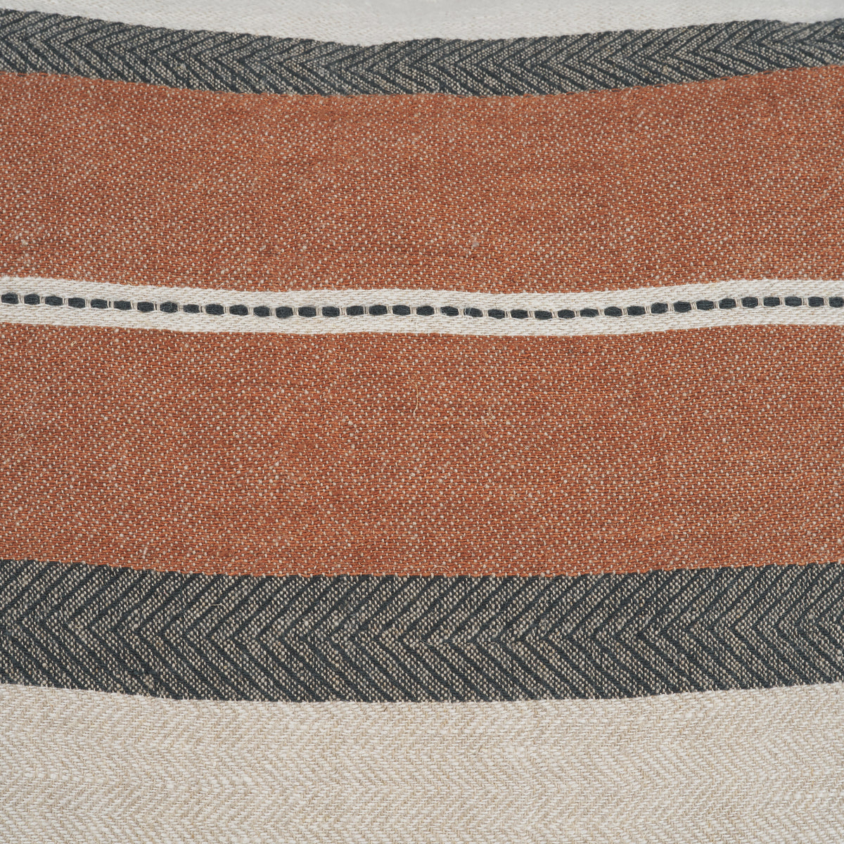 Mason 22x22 Square Cream w/ Orange Stripe Pillow Cover w/Non-Allergen Filler-Decorative Pillows-DECOROLALA