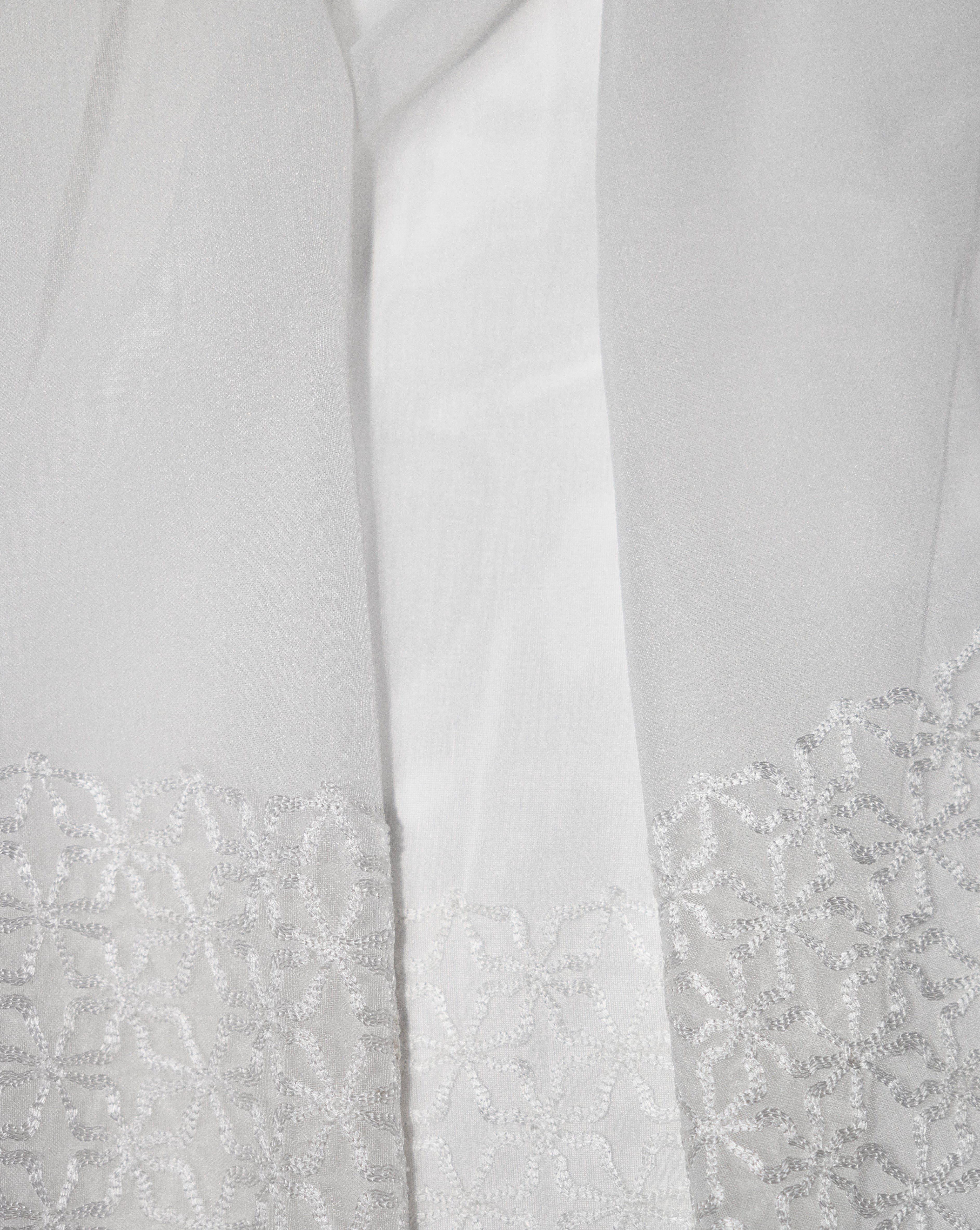 Massa Classic Embroidered Sheer Grommet Curtain 80"x 95"-Curtains-DECOROLALA