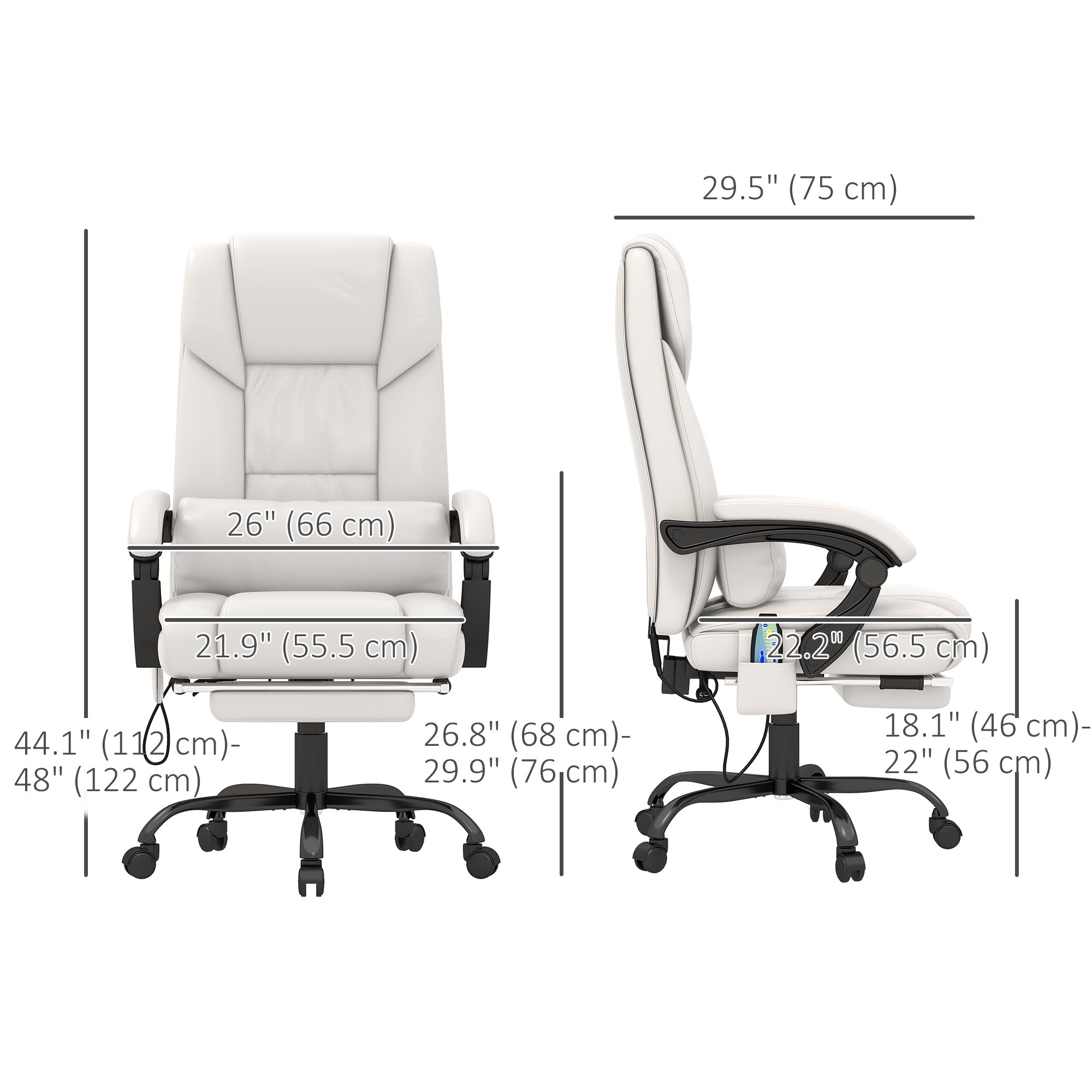 Massage Chair - 6-Point Vibration White-DECOROLALA