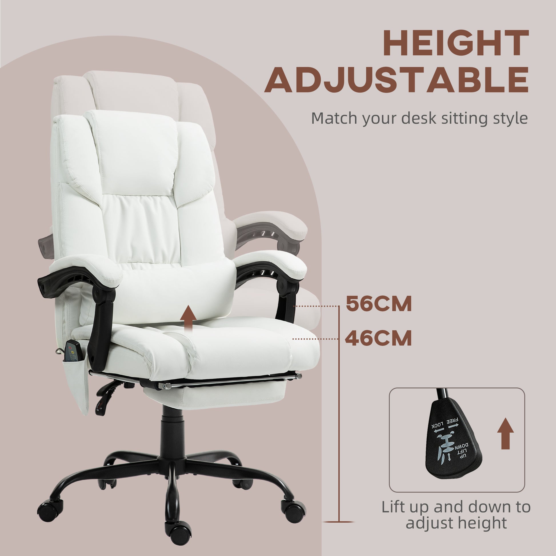Massage Chair - 6-Point Vibration White-DECOROLALA