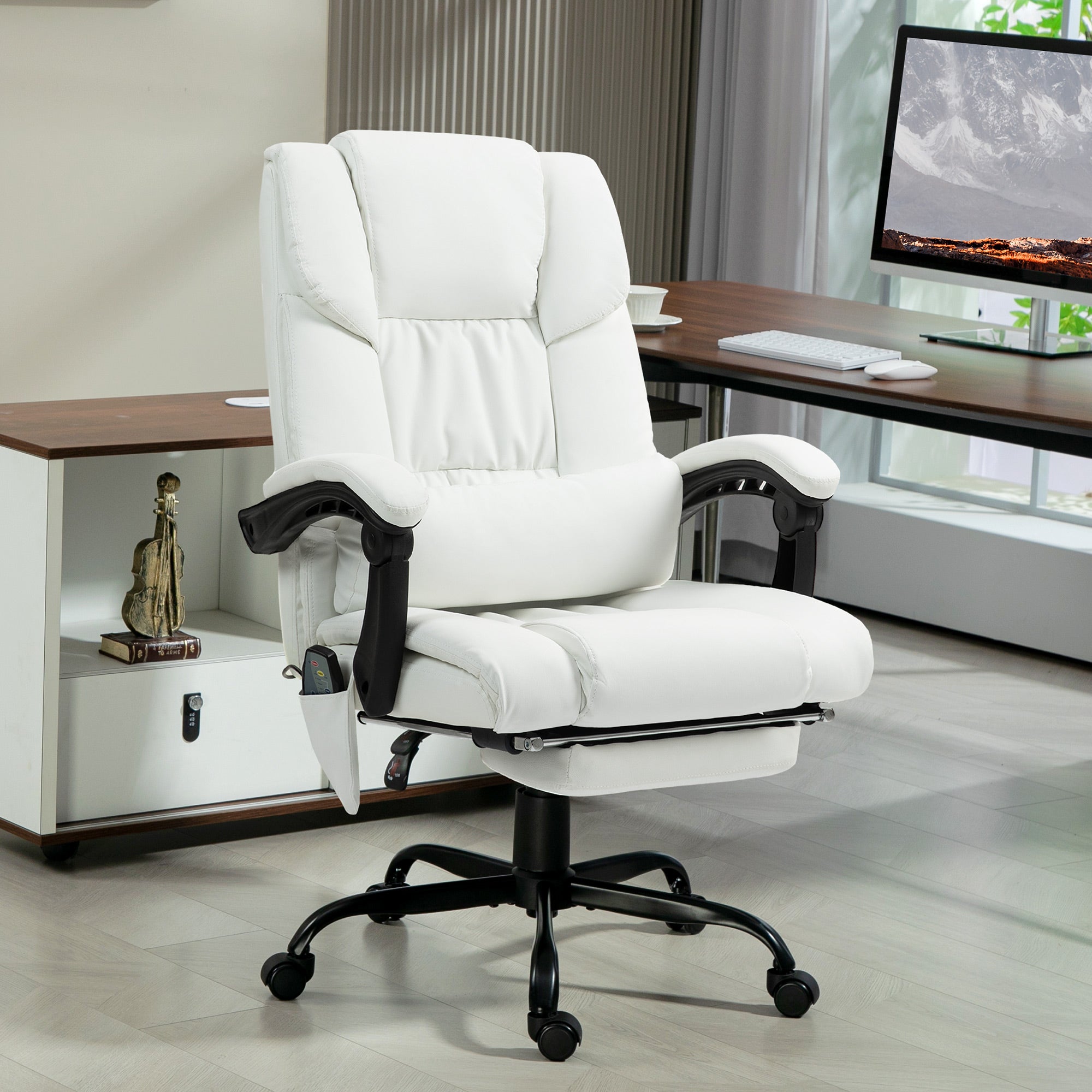Massage Chair - 6-Point Vibration White-DECOROLALA