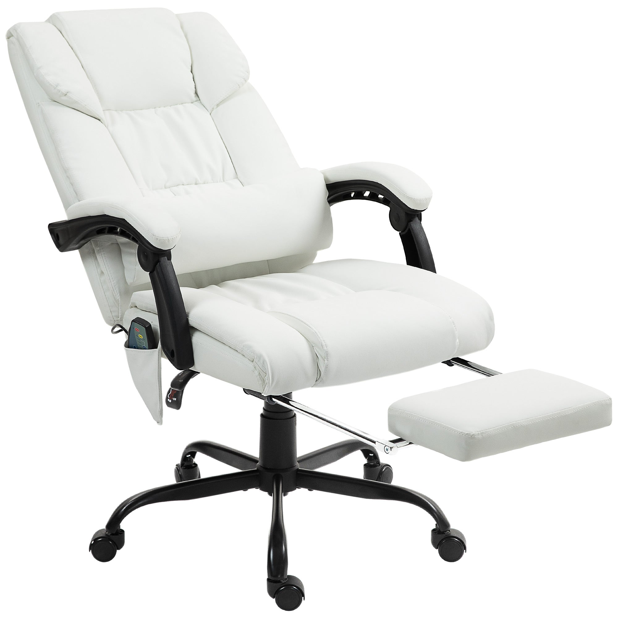 Massage Chair - 6-Point Vibration White-DECOROLALA