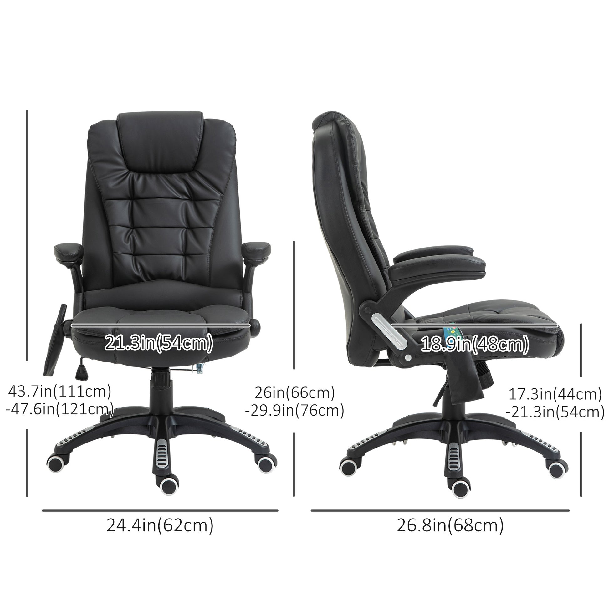 Massage Chair Heated Black Office Recliner-DECOROLALA