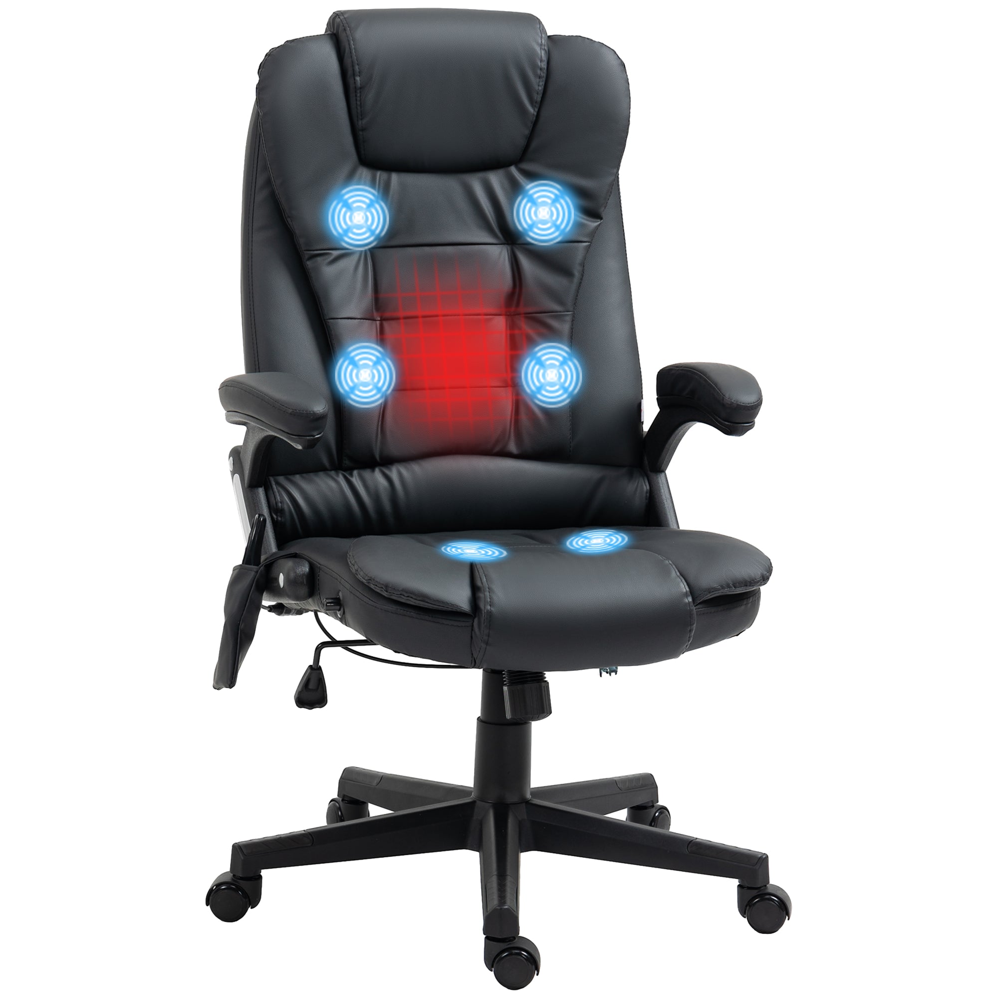 Massage Chair Heated Black Office Recliner-DECOROLALA