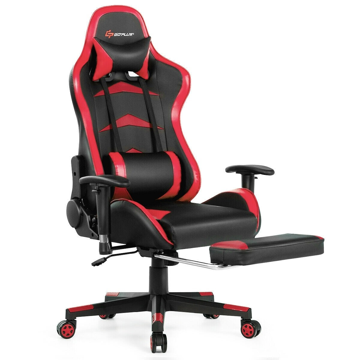 Massage Gaming Chair with Footrest-Red-Gaming Chairs-DECOROLALA