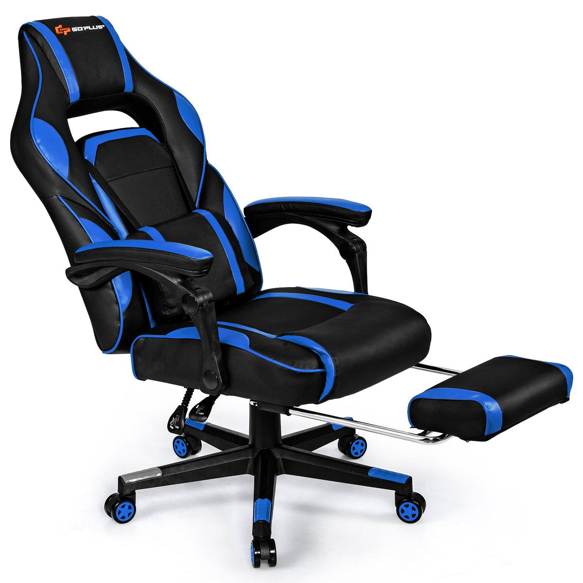 Massage Gaming Chair with Footrest and Lumbar Support-Gaming Chairs-DECOROLALA