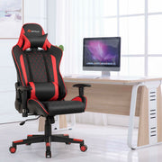 Massage Gaming Chair with Lumbar Support and Headrest-Red-Gaming Chairs-DECOROLALA